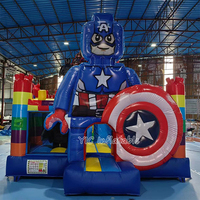 Château gonflable commercial Avengers Super-héros Iron Man avec toboggan et obstacles pour fête d'enfants