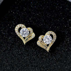 Interlocking Heart Crystal Stud Earrings for Women Minimalist Romantic Daily Gift Accessories - Product Image 3
