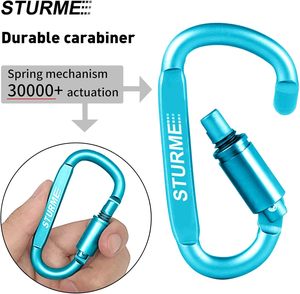 คาราไบเนอร์คลิปอะลูมิเนียมรูปตัว D พร้อมตัวล็อค แข็งแรง ทนทาน น้ำหนักเบา ชุดคาราไบเนอร์ขนาดใหญ่สำหรับตั้งแคมป์กลางแจ้ง พร้อมตัวล็อคแบบเกลียว - Product Image 4