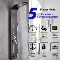 Colonne de douche avec pommeau pluie, jets latéraux, douchette à main, bec de baignoire, affichage numérique, 5 modes pour salle de bain
