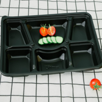 Boîte à lunch Offre Spéciale jetable en plastique boîte à lunch noire enfants école une couche étanche boîtes à lunch pour écoliers
