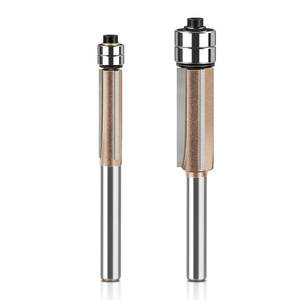 Vástago de 6mm y <span class=keywords><strong>1</strong></span>/4 pulgadas, cuchillas de carburo de tungsteno 3T, brocas de enrutador de recorte al Ras para carpintería, fresa de madera con rodamiento - Product Image 1