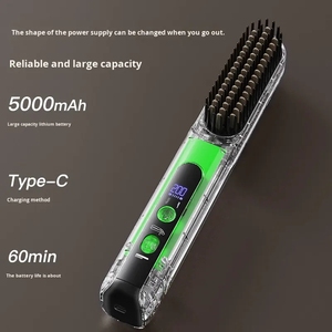 Plancha de Pelo 2 en 1 Inalámbrica, Peine y Plancha de Pelo con Dientes de Acero Inoxidable, Calor Ajustable, Alimentación por USB, Cepillo Rizador de Viaje - Product Image 2