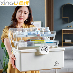 กล่องยาขนาดใหญ่ Xingyou กล่องเก็บของหลายชั้น ความจุขนาดใหญ่พิเศษ ชุดปฐมพยาบาลสำหรับใช้ในบ้าน - Product Image 1