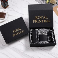 Boîte cadeau en papier noir personnalisée, boîte d'emballage rigide, impression de logo en feuille d'or pour emballage de vente au détail haut de gamme