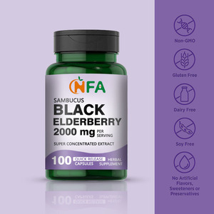 Lower Priect Sambucus Black Saúco Suplemento promueve la salud respiratoria y mejora el bienestar general Cápsulas de saúco - Product Image 3