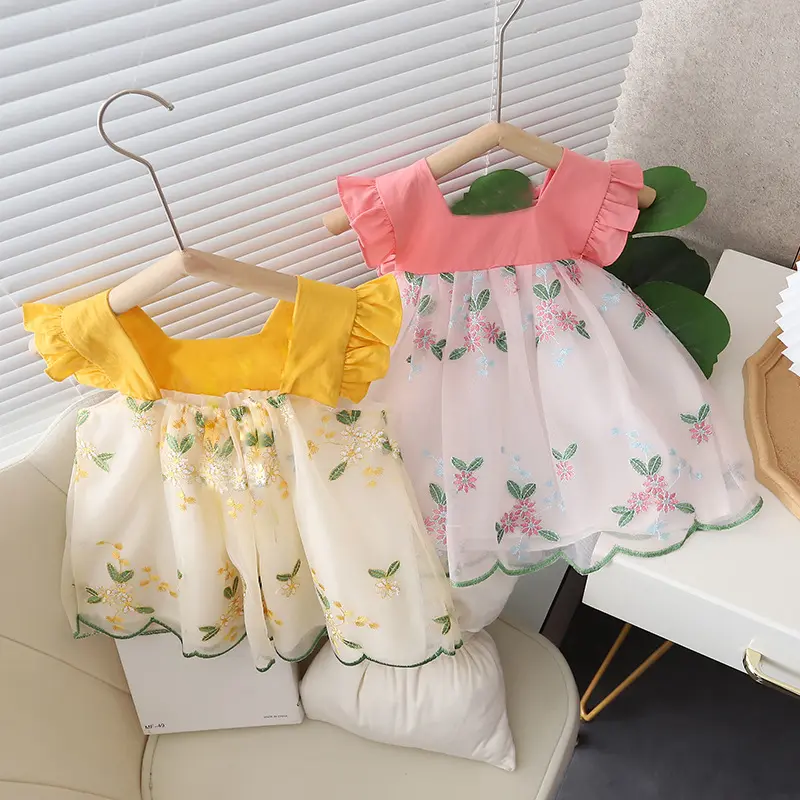 Baby Jurk Fabriek In Guangzhou Bloemen Meisjes Jurk Kwaliteit Voor 1-4 Jaar