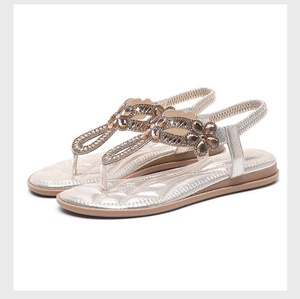 Sandalias de <span class=keywords><strong>Mujer</strong></span> Estilo Bohemio con Flores y Pedrería, Verano 2026, Ligeras y Duraderas, Parte Superior de PU, Tacón de Cuña, Cierre con Banda Elástica, TPR - Product Image 5