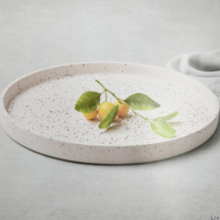 Plateau rond sur mesure de 14,5 pouces, grand plateau de service et de rangement en pierre écologique, béton, terrazzo, décoration