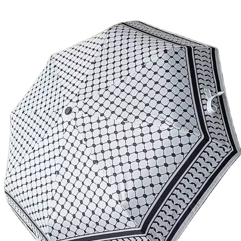 Parapluie Compact Palestine Coupe-Vent - Noir UV50+, 92cm, 18cm Plié, 220g - Pour Sac à Dos, Voyage, Soleil Et Pluie