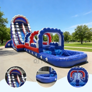 Tobogán Acuático Inflable Gigante Personalizado con Bandera Americana de 15 m para Niños - Product Image 6