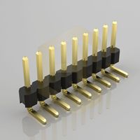 Connecteur de broches mâle à angle droit 90 degrés, pas de 2,54 mm, simple rangée, PZ254-1-6-W