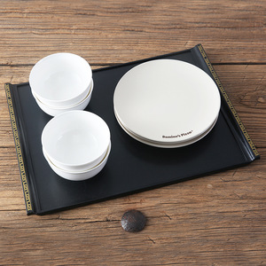 Bandeja de Servicio Estilo Japonés Rectangular Negra con Borde Dorado para Restaurante, Hotel, Servicio de Té - Product Image 2