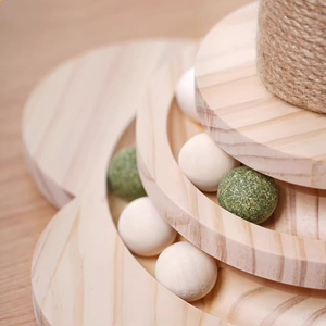 Commercio all'ingrosso resistente verticale in legno massello giradischi giocattolo gatto Sisal tiragraffi per auto-intrattenimento gatti gatto alberi Scratcher - Product Image 5