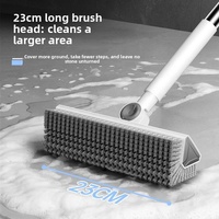 Brosse de nettoyage OEM 3-en-1 avec grattoir et éponge à poils durs, manche en plastique long et réglable, idéale pour les sols
