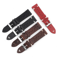 Bracelet de montre vintage en cuir véritable 18mm 20mm ciré à l'huile perforé à dégagement rapide bracelet de montre de veau bracelet de rallye avec logo personnalisé
