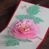 Fabrika özel pop up kart s 3d lazer kesim kağıt pop up kart çiçek