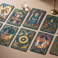 Cartes de tarot en lin écologiques personnalisées exclusives pour la pratique de la guérison par les cristaux, bords dorés, fabricant, vente en gros, usine