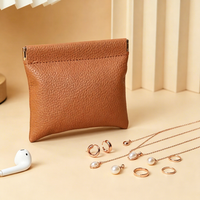 Petites boîtes rectangulaires de luxe en cuir avec fermeture magnétique, porte-monnaie compressible, pochette à monnaie, emballage portable pour bijoux, avec logo