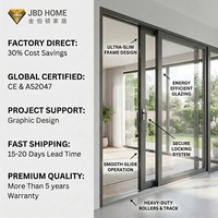 Pintu Geser Kaca Patio Besar Tipis Eksterior Tahan Badai, Aluminium Berlapis Ganda Anti Angin, Desain Minimalis untuk Villa & Hotel