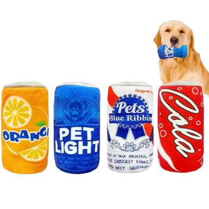 Squeaky Dog Chew <b>Toys</b> Elastic Chew Resistant Plush <b>Stuffed</b> Cans for Aggressive Chewers <b>Soft</b> Beer Sounding Durable Pet Chew <b>Toy</b> - Product Image 1