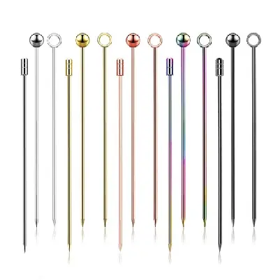 Stainless Steel Fruit Stick Olive Martini Cocktail Pick Swizzle Stick for Cocktail Stirring Essential Bar Tool