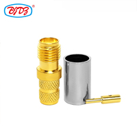 Konektor Koaksial RF Crimp Jack SMA Female Berlapis Emas 50Ohm untuk Kabel LMR240 H155 4D FB RG59 RG8X
