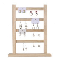 Présentoir à boucles d'oreilles Moya simple à quatre niveaux en bois massif, support de rangement de bijoux pour la maison et le bureau, présentoir de boucles d'oreilles suspendues, accessoires de présentation en carton
