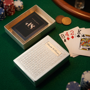Brass Silver-Plated Carved Modern Traditional <b>Playing</b> <b>Card</b> Holder - Product Image 3
