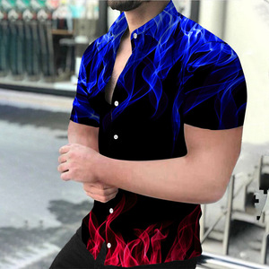 Chemise Hawaïenne Décontractée d'Été pour Homme, Imprimé Numérique, Tissu Satiné, Écologique, Séchage Rapide, Anti-Boulochage, Respirante, Infroissable - Product Image 1