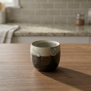 Tasse à thé en céramique faite à la main, design Wabi-Sabi, finition mate, couleur unie, pour usage domestique - Product Image 1