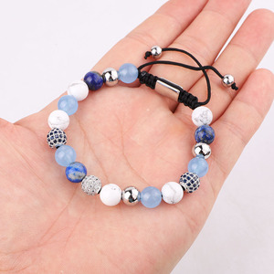 Nhà Máy Trang Sức 8Mm Đá Quý Howlite Lapis CZ Charms Macrame Bện Tình Bạn Bracelet Lady - Product Image 6