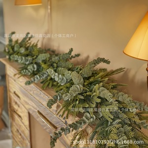 Guirnalda Navideña Artificial con Ramas de Pino, Eucalipto y Cedro, Flores de Seda, Decoración de Pared para Interiores, Guirnaldas Largas - Product Image 4