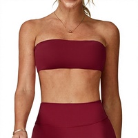 Soutien-gorge de sport une pièce respirant à maintien élevé, sensation seconde peau, anti-transparence, tube anti-exposition, sous-vêtement de base pour entraînement et yoga, 100% Nylon