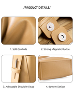 Sac à bandoulière en cuir véritable pour femmes, sac messager fonctionnel de luxe de haute qualité en cuir de vache, sac hobo de créateur pour femmes