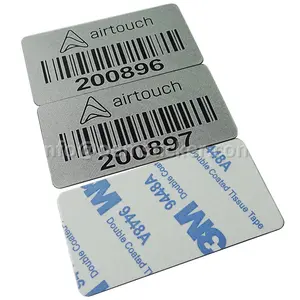 자산 보안 바코드 QR 코드 바코드 이름 판 금속 로고 기호 나사 구멍이있는 명판 배지 알루미늄 스티커 라벨