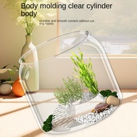 Petit aquarium en plastique résistant aux chutes, haute perméabilité, fabrication intégrée, transparent, rond, pour salon, bureau, aquarium écologique