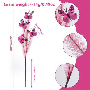 Stelo di Farfalla Artificiale con Piume Viola Blu Arancione Rosa per Vaso Matrimonio Casa Festa Decorazione Floreale Fantasia Ingrosso - Product Image 6