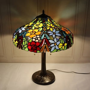 LongHuiJing Tiffany-Style 2-<b>Light</b> Flower Table Lamp with 20" Lampshade tiffany Stand Lamp Restaurant - Product Image 4