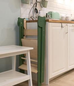 Tableau d'Apprentissage Antidérapant 3-en-1 pour Tout-Petits Enfants, Tabouret de Cuisine en Bois pour Bébé, 150 lb - Product Image 6