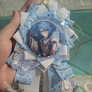 Màu xanh lá cây Ribbon Túi <span class=keywords><strong>Rosette</strong></span> bảo vệ hoa Pin chủ 58mm huy hiệu Ba lô trang trí - Product Image 4