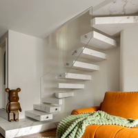 Escalier flottant en bois pour appartement préfabriqué, conception d'escaliers intérieurs en bois, service d'équipe professionnelle