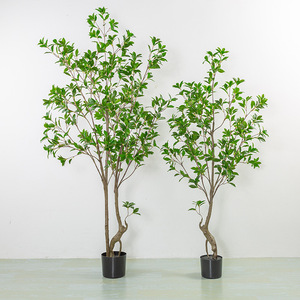Arbres artificiels en PE de type olivier, taille personnalisée LUYI, fausse soie, 1,2 m, feuilles et fruits de branche d'olivier en pot, vert, hauts, pour la décoration de la maison - Product Image 2