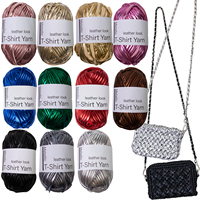 100G Metallic Leather Look T-shirt Yarn Glossing Yarn 100% Polyester Metallic T-shirt-yarn for Crochet Knitting Bag Needlework