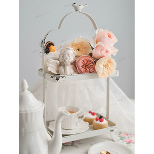 Double-Couche dessert plateau plat de bonbons gâteau présentoir pose-plat de noël porcelaine fruits secs plaques <span class=keywords><strong>d</strong></span>écoration de mariage - Product Image 5