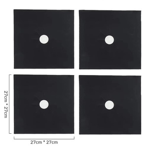 Protector de quemador de estufa de gas reutilizable, resistente al calor, antiadherente, de fibra de vidrio con revestimiento de PTFE, con logotipo personalizado de fábrica, color negro. - Product Image 2