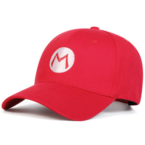 100% Cotton Super Bro Embroidery Anime Themed Baseball Cap Floppy Brim Fitted Back Mario Hat Cosplay Children's Gift
