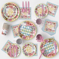 Ensemble de vaisselle jetable à thème floral Alice au pays des merveilles, best-seller, pour les fêtes de thé, les anniversaires et les décorations