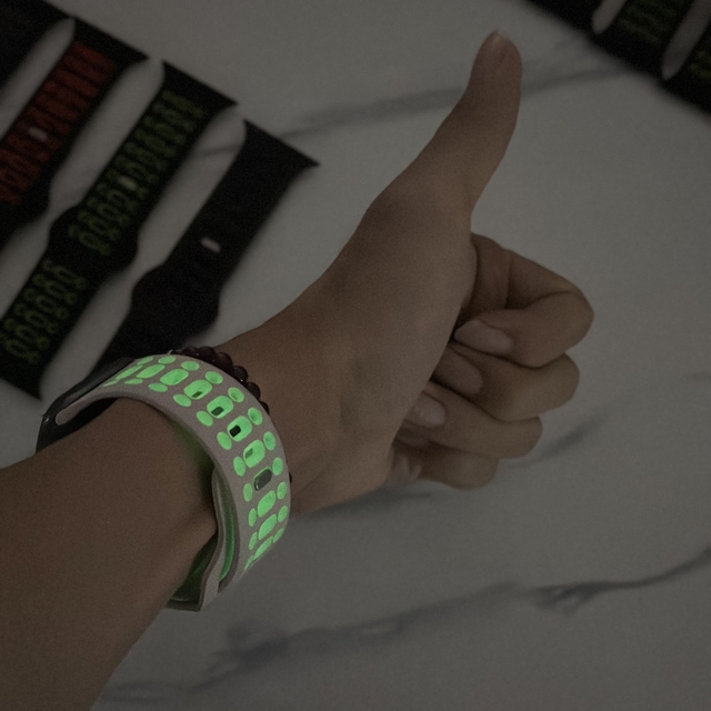 RYB Rubber Luminous Strap Watch Bracelet Night Grow Wrist Watches Bands for IWatch Series 9 8 7 6 5 4 SE 3 2 1