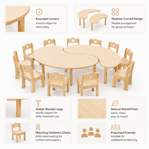 Meubles de salle de classe préscolaire institutionnels en bois massif, <span class=keywords><strong>bureau</strong></span> Montessori, chaise pour tout-petits, organisateur de rangement pour crèche, ensemble d'accessoires pour garderie - Product Image 2